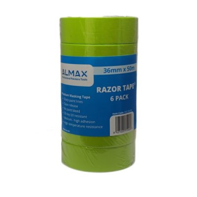 Almax®  RAZOR TAPE® Masking Tape  36mm x 50m  6 Pack